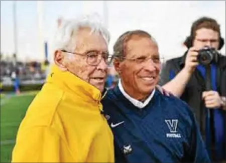  ??  ?? Former Delaware head football coach Tubby Raymond, left, got together with then-Villanova head coach Andy Talley for a friendly photo op a few years ago.