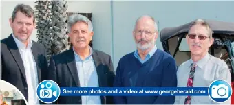  ?? Photos: Melanie Maré ?? See more photos and a video at www.georgehera­ld.comAt the launch are, from left: Gerhard Sonnekus of Oakhurst Insurance; George Speaker Gerrit Pretorius; Japie Beyers, vice-chairman of the Southern Cape Old Car Club and Philip Kuschke, organiser of the Veteran Tour.