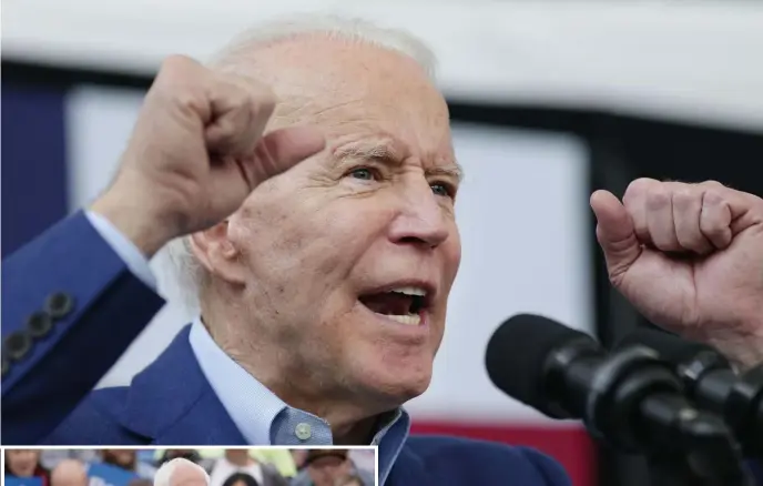  ?? AP ?? ALL REVVED UP: Democratic presidenti­al candidate former Vice President Joe Biden speaks during a campaign rally Monday at Texas Southern University in Houston.