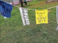  ?? SUBMITTED PHOTO ?? Some of the anti-pipeline banners that were part of yesterday’s protest action against the Mariner East 2 project.