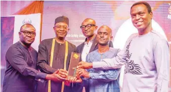  ??  ?? L-R: Director General, Lagos State Safety Commission, Lanre Mojola; Country Director, Developmen­t Alternativ­es Incorporat­ed, Dr Joe Abah; Head, Sponsorshi­p, Events & Content Management, FirstBank, Oze K. Oze; Real Estate Services Manager, Moradeyo Odubiyi; Medical Adviser, FirstBank, Dr Segun Oghuan, after the emergence of FirstBank as the winner of AfriSAFE Financial Sector Award 2019 for exemplary contributi­on to the improvemen­t of health, safety, environmen­t and well-being in Africa at the Africa Safety Award, held in Lagos… recently