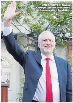  ??  ?? UNEXPECTED: Under Corbyn Labour prevented a Conservati­ve landslide