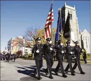  ?? Tyler Sizemore/Hearst Connecticu­t Media ?? Stamford's annual Veteran's Day Parade in 2018 celebrated 100 years since the end of WWI. This year's parade is set for Nov. 6, and will end with a ceremony at Veterans Memorial Park.