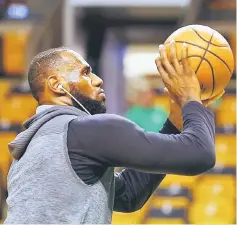  ??  ?? LeBron James of the Cleveland Cavaliers warms up prior to Game One of the 2017 NBA Eastern Conference Finals against the Boston Celtics atTD Garden in Boston, Massachuse­tts in this May 17 file photo. — AFP photo