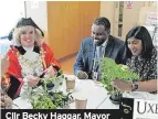  ?? PHOTO: DEBBI KING ?? Cllr Becky Haggar, Mayor of Hillingdon, Cllr Naser Abby and Cllr Sital Punja at Yiewsley Library