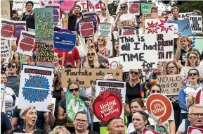  ?? BRADEN FASTIER/STUFF ?? Primary, secondary and kindergart­en teachers were striking last week as they look for a pay offer that meets inflation at 7.2% and makes concession­s around staffing issues.