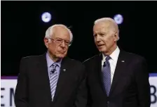  ?? AP FILE ?? HIGH RISK: Democratic presidenti­al candidates Vermont Sen. Bernie Sanders, left, and former Vice President Joe Biden are at a high risk for the coronaviru­s because of their advanced age.