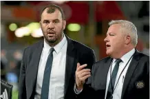  ?? PHOTO: GETTY IMAGES ?? Wallabies coach Michael Cheika (left) took aim at officials, media and the All Blacks after the 37-10 loss at Eden Park.