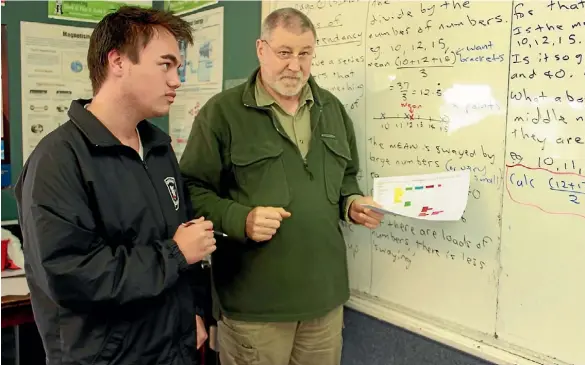  ?? BAYLEY MOOR/FAIRFAX NZ ?? David Sarich with teacher Stuart McDonald says the exam was pretty difficult.