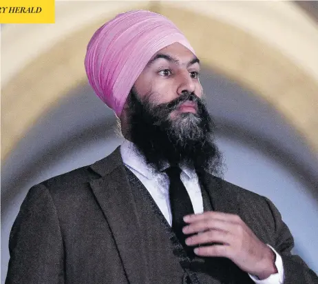  ?? JUSTIN TANG / THE CANADIAN PRESS FILES ?? NDP leader Jagmeet Singh is helming a party searching for relevancy in the face of the most leftist government in a generation, John Ivison writes.