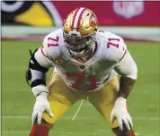  ?? JENNIFER STEWART — THE ASSOCIATED PRESS ?? A key offseason move for the 49ers would be re-signing left tackle Trent Williams, a deal that won’t come cheap.