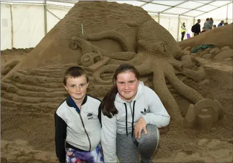  ??  ?? Ryan and Hayley Murphy Walsh from New Ross at the Duncannon sandsculpt­ing festival.