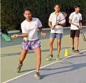  ??  ?? Trainees in action during the three-day tennis camp organised by Academia Sports Village at the Hyderabad Polo and Riding Club complex in Aziz Nagar on the outskirts of Hyderabad.