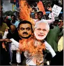  ?? ?? A protest against Adani and Modi