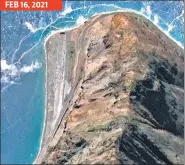  ?? AP ?? This combinatio­n of images released by Maxar Technologi­es shows an area at Pangong Tso with troops deployed on January 30 (left) and with deployment removed on February 16 (right) along the Line of Actual Control (LAC) in eastern Ladakh.