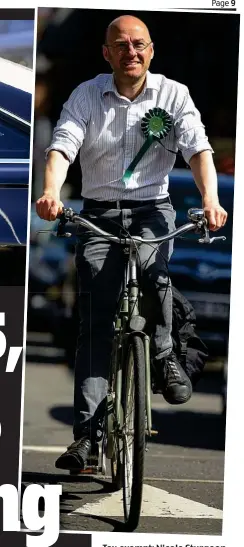  ??  ?? Tax exempt: Nicola Sturgeon has use of a chauffeur-driven car while Greens co-convener Patrick Harvie travels by bike