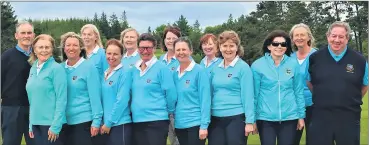  ?? ?? Our jubilant Minor team and caddies pictured with club officers following their win on Sunday last (l-r): President John O’Sullivan, Anne Dineen, Lisa McLoughlin, Fiona Collier (manager), Emma Comyn, Catherine Murphy (manager), Pauline Hyland, vice-captain Nuala O’Sullivan, Aileen Ryan, Liz Geany, Annette Twomey, Martha Brennan, lady captain Siobhan Feehan and men’s captain Gerry Stanton.