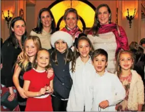  ??  ?? Rosemont moms Alison Hastings, Liz Springer, Hattie Laveran and Jennifer Jarden herd their offspring into the Bellevue ballroom including Oona and Wynn Hastings, Clara Laveran, Ella Springer and sibling Thomas, and Angelina Jarden.