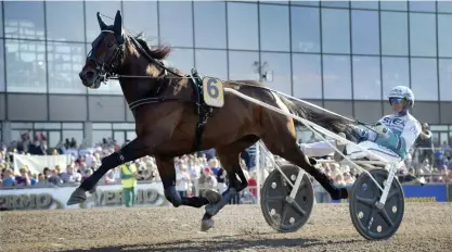  ?? FOTO: TERJE PEDERSEN/LEHTIKUVA-AFP ?? Propulsion fråntogs segern i Elitloppet.