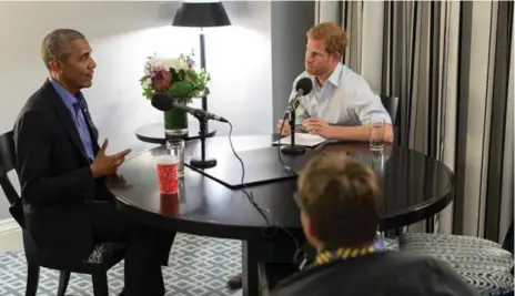  ?? KENSINGTON PALACE/THE OBAMA FOUNDATION/AFP/GETTY IMAGES ?? Prince Harry’s BBC Radio 4 interview in Toronto with Barack Obama in September was the former U.S. president’s first since leaving office in January.