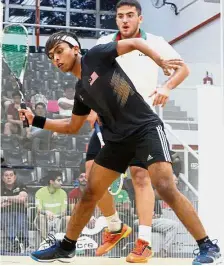  ?? — M. AZHAR ARIF / The Star ?? Fire in my belly: Darren Rahul Pragasam in action against Iran’s Sajad Zareian Jahromi in the quarter-finals of the Malaysian Tour Squash Circuit No. 10 yesterday.