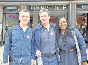  ??  ?? (Right) Owen Jones was joined by MPs Keir Starmer and Marsha de Cordova and hundreds of Labour supporters campaignin­g to Unseat Boris Johnson (above) in July