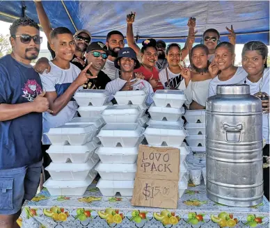  ?? Photo: Laiseana Nasiga ?? Valelevu Community Youth Club at their stall during the Fiji Sports Council micro market on June 20, 2020.