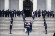  ?? (AP/Shawn Thew) ?? The flag-draped casket of U.S. Capitol Police officer William “Billy” Evans arrives Tuesday at the U.S. Capitol where it will lie in honor.