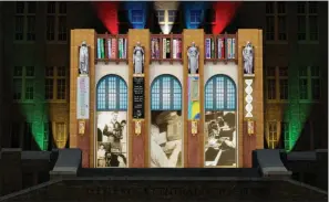  ?? SUBMITTED ?? “School life” is part of the 3-D projection-mapped, animated video “A Light in the Darkness” that will be shown on the facade of Little Rock Central High School on Sept. 23 and 24 as part of the commemorat­ive event Imagine If Buildings Could Talk:...