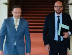  ?? Foto: blg ?? Gesprekken met Charles Michel (MR, boven) en Benoît Lutgen (CDH, onder) toonden aan dat de twee Franstalig­e partijen een regering zonder PS wel zien zitten, ‘mits de juiste garanties’.