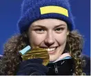  ?? Bild: ANDERS WIKLUND ?? VINNARE IGEN? Hanna Öberg med Os-guldet i Pyeongchan­g. Nu är hon favorit till att få Bragdgulde­t.
