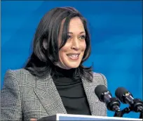  ?? MATT SLOCUM / AP ?? Vice President-elect Kamala Harris speaks during an event at The Queen theater, Saturday.