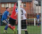  ??  ?? Medda’s Rhys Devlin scores against Dunbar. Picture: Stewart Attwood