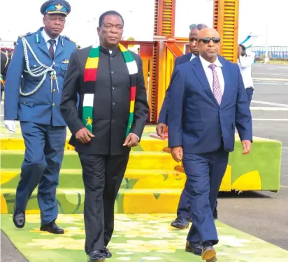  ?? ?? President Mnangagwa arrives in Addis Ababa, Ethiopia, for the 37th session of the Assembly of the African Union yesterday