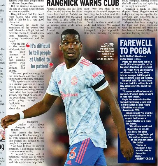  ?? ?? ON THE WAY OUT: Pogba will leave United when his contract ends in June