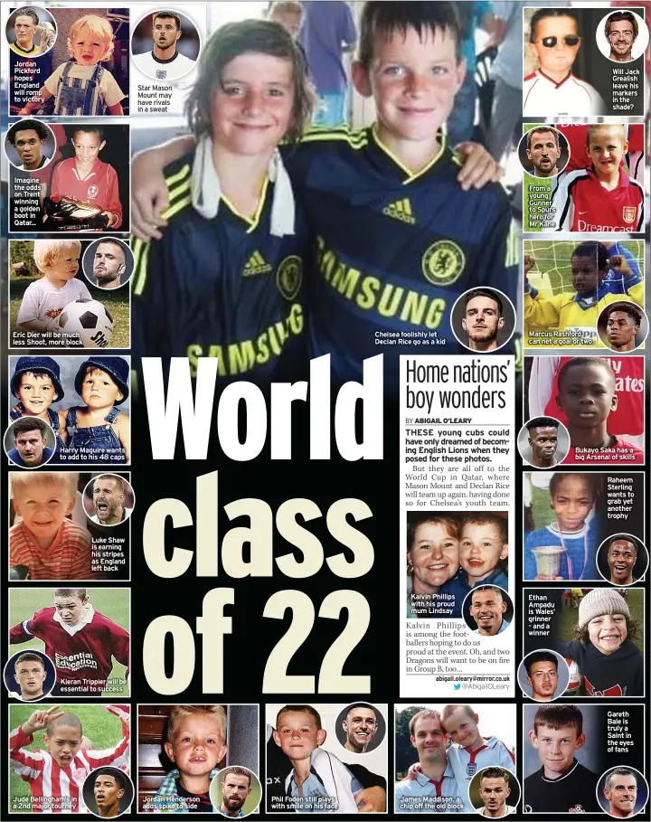  ?? ?? Star Mason Mount may have rivals in a sweat
Phil Foden still plays with smile on his face
Chelsea foolishly let Declan Rice go as a kid
Kalvin Phillips with his proud mum Lindsay
James Maddison, a chip off the old block
From a young Gunner to Spurs hero for Mr Kane
Marcus Rashford can net a goal or two
Ethan Ampadu is Wales’ grinner – and a winner
Will Jack Grealish leave his markers in the shade?
Bukayo Saka has a big Arsenal of skills
Raheem Sterling wants to grab yet another trophy
Gareth Bale is truly a Saint in the eyes of fans