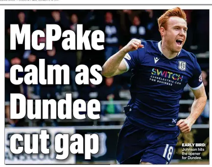  ??  ?? EARLY BIRD: Johnson hits the opener for Dundee