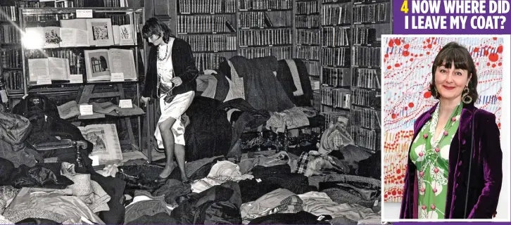  ??  ?? 4 NOW WHERE DID I LEAVE MY COAT? HUNTING GROUND: Georgia Metcalfe – now a healer – searches amid the chaos for her coat at the 1984 Valentine Ball at the Oxford Union debating society, a key fixture on the social calendar