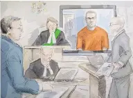  ?? ALEXANDRA NEWBOULD / THE CANADIAN PRESS ?? Defence lawyer Boris Bytensky, left to right, Justice Ruby Wong, Alek Minassian and Crown prosecutor Joe Callaghan in court in Toronto on Thursday.