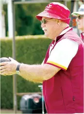  ?? ?? Below: Drouin’s David Tayles bowls against Neerim District in division two on Saturday.