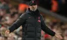  ?? Photograph: Oli Scarff/AFP/Getty Images ?? Jürgen Klopp said Champions League football would be beyond Liverpool if their form does not improve.