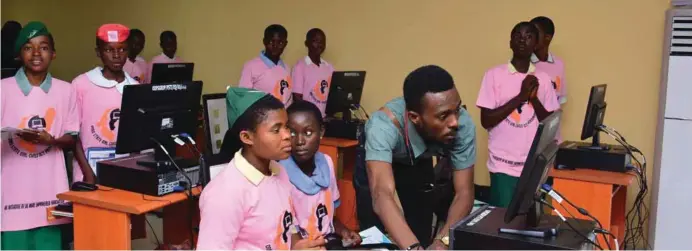  ??  ?? A cross section of the school girls enrolled for the Informatio­n and Communicat­ions Technology training programme in Akure, Ondo State...recently