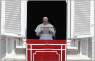  ?? AP PHOTO BY GREGORIO BORGIA ?? In this, Aug. 19, photo, Pope Francis prays for the victims of the Kerala floods during the Angelus noon prayer in St.peter’s Square, at the Vatican.