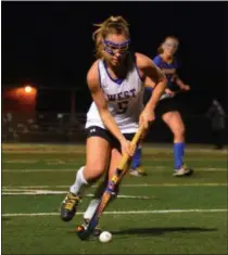  ?? BILL RUDICK — FOR DIGITAL FIRST MEDIA ?? Downingtow­n West’s Claudia Jaszczak finds some room to run during the Whippets’ win over Downingtow­n East to secure a state tournament berth, Tuesday.