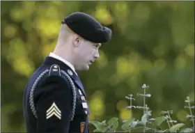  ?? GERRY BROOME — THE ASSOCIATED PRESS ?? Army Sgt. Bowe Bergdahl leaves the Fort Bragg courtroom facility as the judge deliberate­s during a sentencing hearing at Fort Bragg, N.C., Friday.