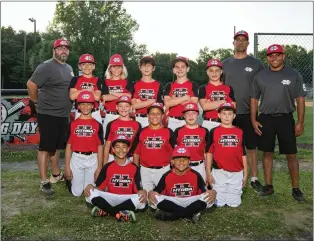  ?? RICH HUNDLEY III — FOR THE TRENTONIAN ?? The HTRBA Little League Baseball Team: (Front row l-r): Evan Lopez, Chris Alonzo. (Middle row l-r): Lorenzo Swain, Shane Sammons, Alex Alonzo, Luca Gaglione, Ethan Willever. (Back row l-r): Anthony Prosdocimo, Brennon Babkowski, Michael Juliano, Austin Wright, John Logorda. Coaches: Jeff Prosdocimo, Lou Juliano, Danny Alonzo. Not pictured: Liam Scolnick.