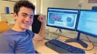  ?? FOTO: NOAH ADLER/ KIKA/ DPA ?? Der 16-jährige Noah Adler aus Berlin: Er hat seine Internetse­ite an einem Wochenende mit viel Arbeit an den Start gebracht.