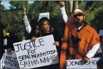  ?? CHRIS RILEY — TIMES-HERALD ?? Jorge and Linda Moreno, former roommates of Sean Monterrosa, protestin front of Vallejo City Hall after Monterrosa was killed by a Vallejo police officer on June 2.