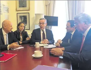  ?? Picture: Damian Green ?? Damian Green, left, chats to Michael Gove with Faversham MP Helen Whately, Tonbridge’s Tom Tugendhat and Sevenoaks’ Michael Fallon