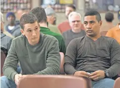  ??  ?? Adam and “Solo” ( Beulah Koale) come home changed men in Thank You for Your Service.